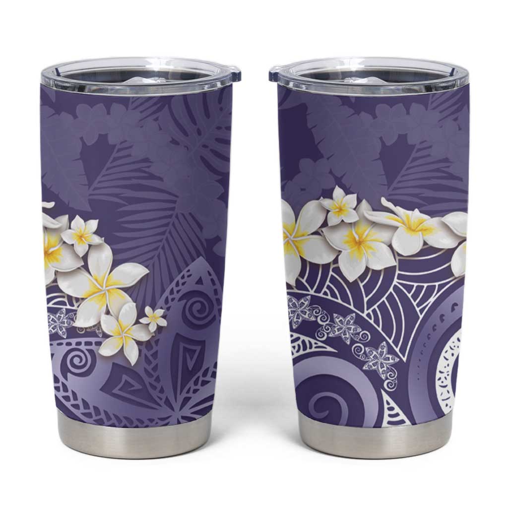 Violet Polynesian Tribal Frangipani Tropical Vibe Tumbler Cup LT14 Violet - Polynesian Pride