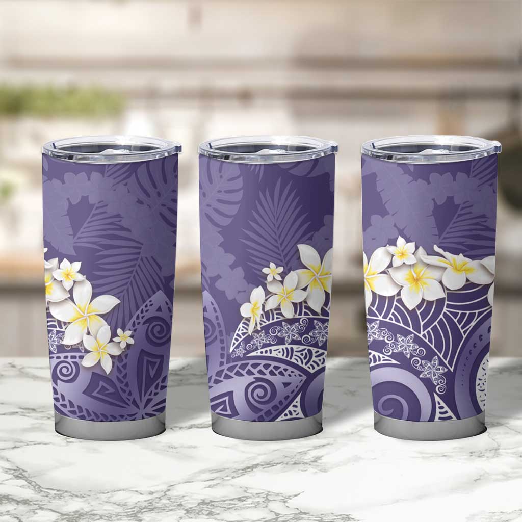 Violet Polynesian Tribal Frangipani Tropical Vibe Tumbler Cup LT14 - Polynesian Pride