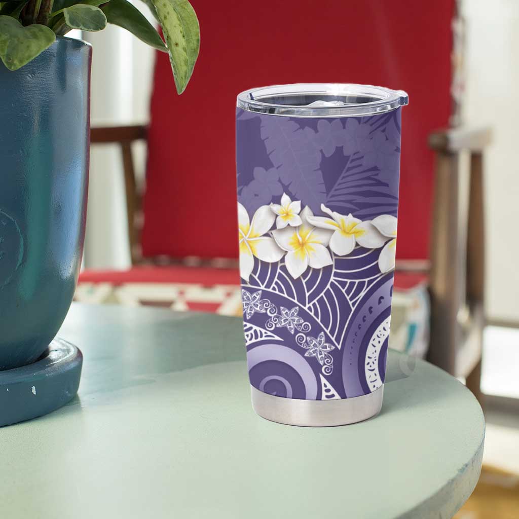 Violet Polynesian Tribal Frangipani Tropical Vibe Tumbler Cup LT14 - Polynesian Pride