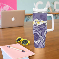 Violet Polynesian Tribal Frangipani Tropical Vibe Tumbler With Handle LT14 - Polynesian Pride