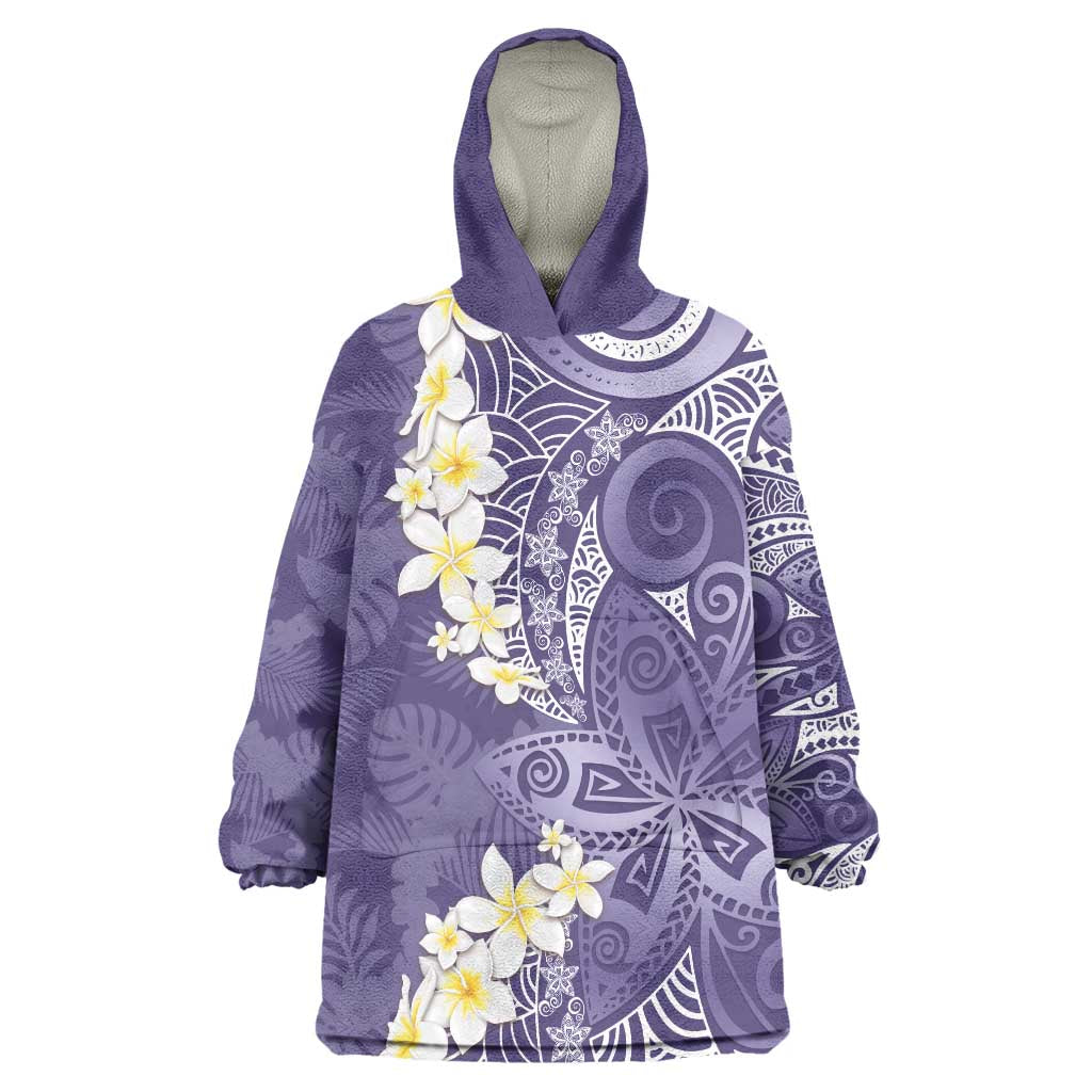 Violet Polynesian Tribal Frangipani Tropical Vibe Wearable Blanket Hoodie LT14 One Size Violet - Polynesian Pride