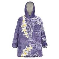Violet Polynesian Tribal Frangipani Tropical Vibe Wearable Blanket Hoodie LT14 One Size Violet - Polynesian Pride