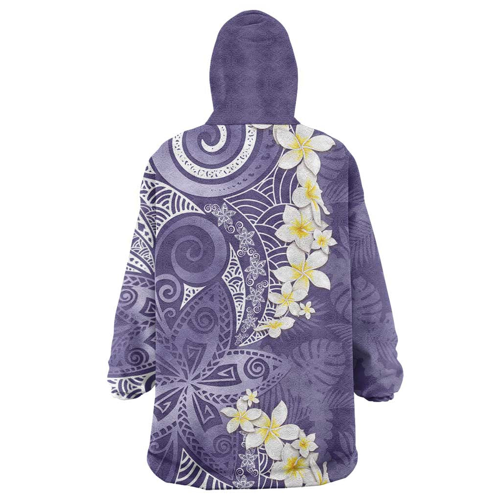 Violet Polynesian Tribal Frangipani Tropical Vibe Wearable Blanket Hoodie LT14 - Polynesian Pride
