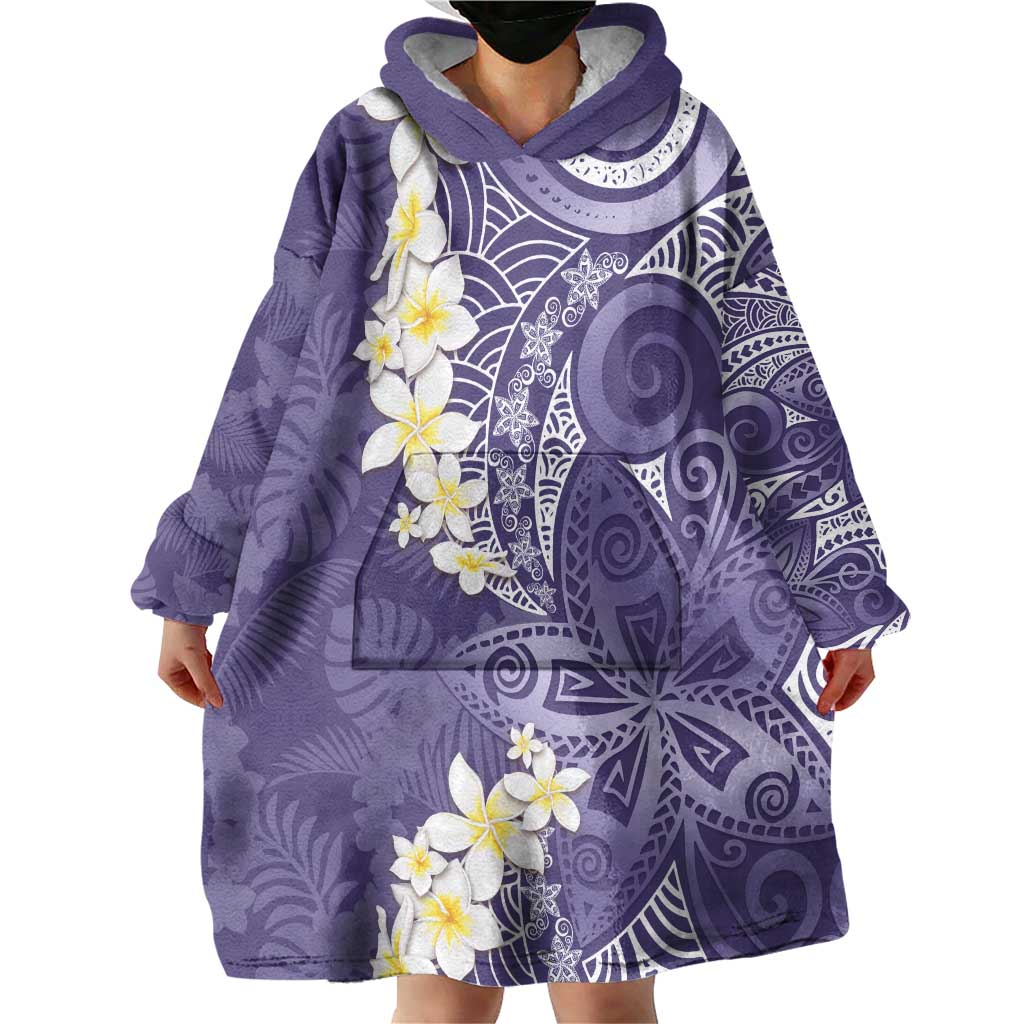 Violet Polynesian Tribal Frangipani Tropical Vibe Wearable Blanket Hoodie LT14 - Polynesian Pride