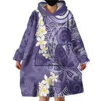Violet Polynesian Tribal Frangipani Tropical Vibe Wearable Blanket Hoodie LT14 - Polynesian Pride