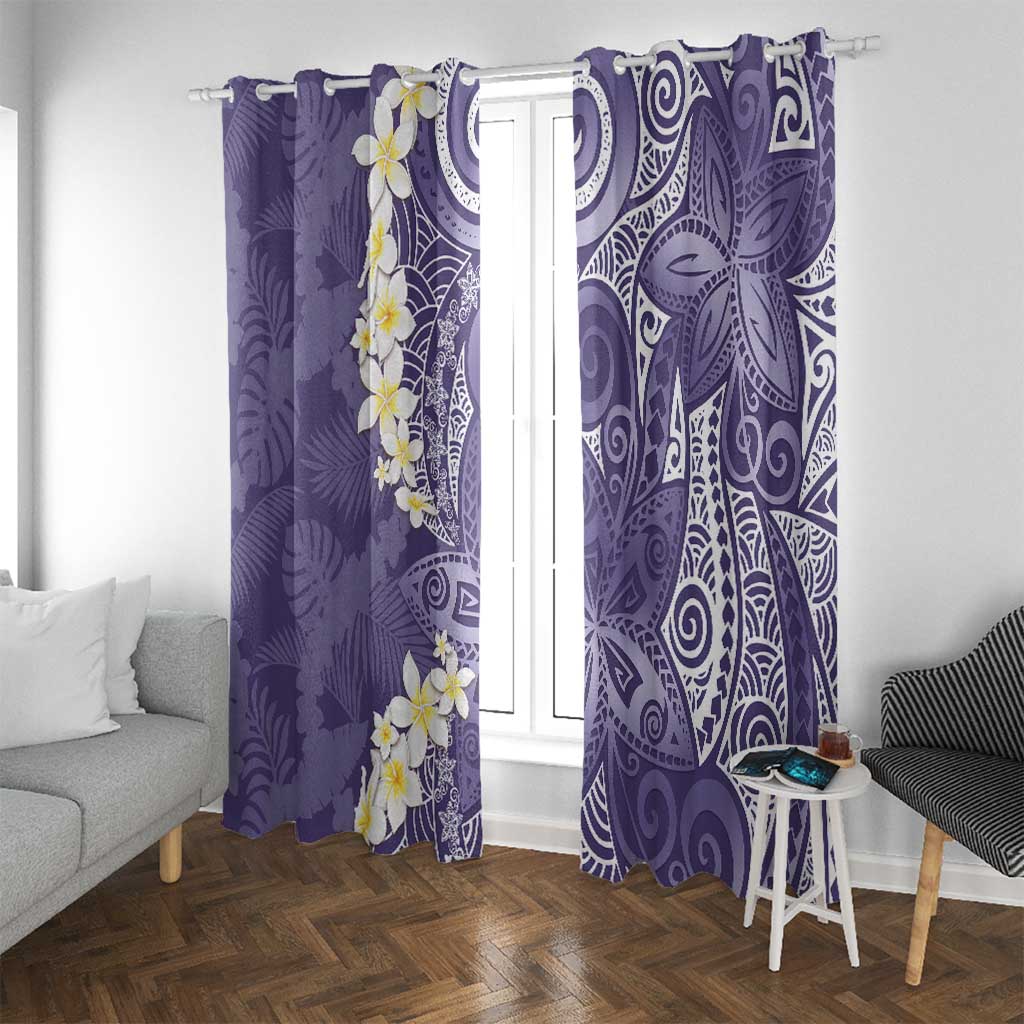 Violet Polynesian Tribal Frangipani Tropical Vibe Window Curtain LT14 With Grommets Violet - Polynesian Pride