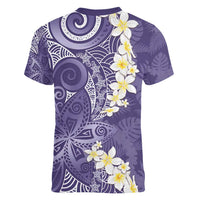 Violet Polynesian Tribal Frangipani Tropical Vibe Women V-Neck T-Shirt LT14 - Polynesian Pride