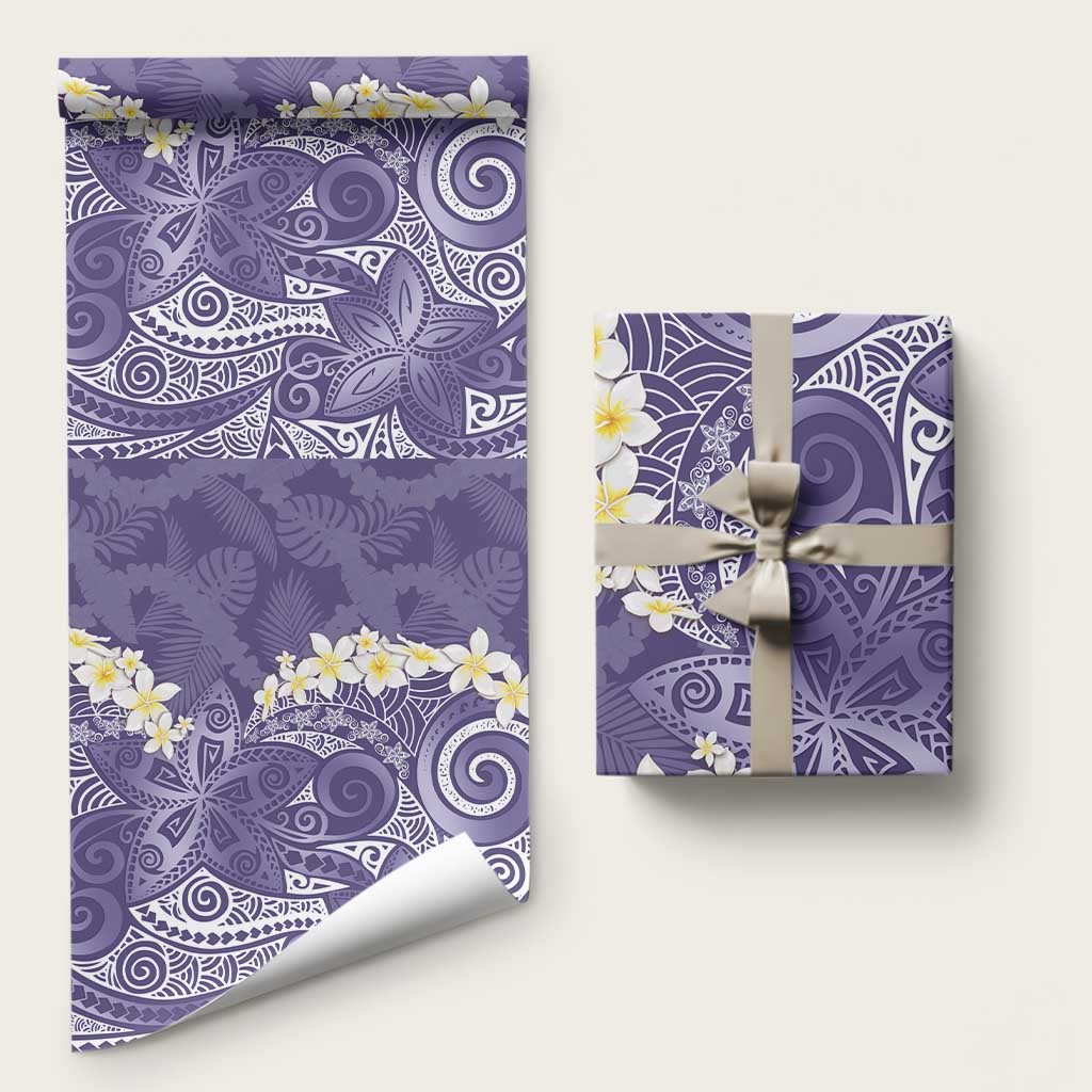 Violet Polynesian Tribal Frangipani Tropical Vibe Wrapping Paper LT14 58" × 23" Violet - Polynesian Pride