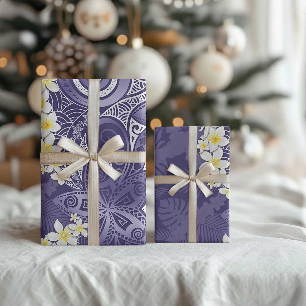 Violet Polynesian Tribal Frangipani Tropical Vibe Wrapping Paper LT14 - Polynesian Pride