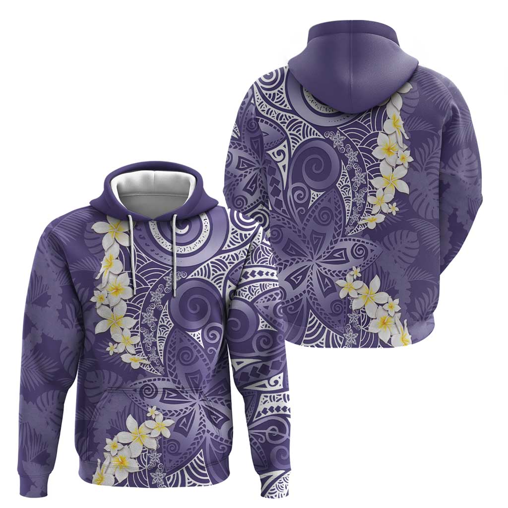 Violet Polynesian Tribal Frangipani Tropical Vibe Zip Hoodie