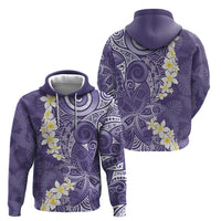 Violet Polynesian Tribal Frangipani Tropical Vibe Zip Hoodie