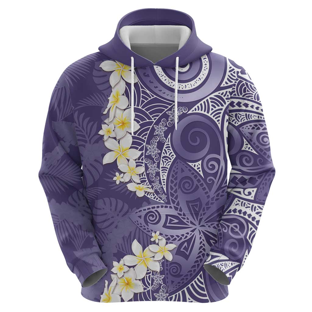 Violet Polynesian Tribal Frangipani Tropical Vibe Zip Hoodie