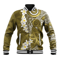 Gold Polynesian Tribal Frangipani Tropical Vibe Baseball Jacket LT14 Unisex Gold - Polynesian Pride