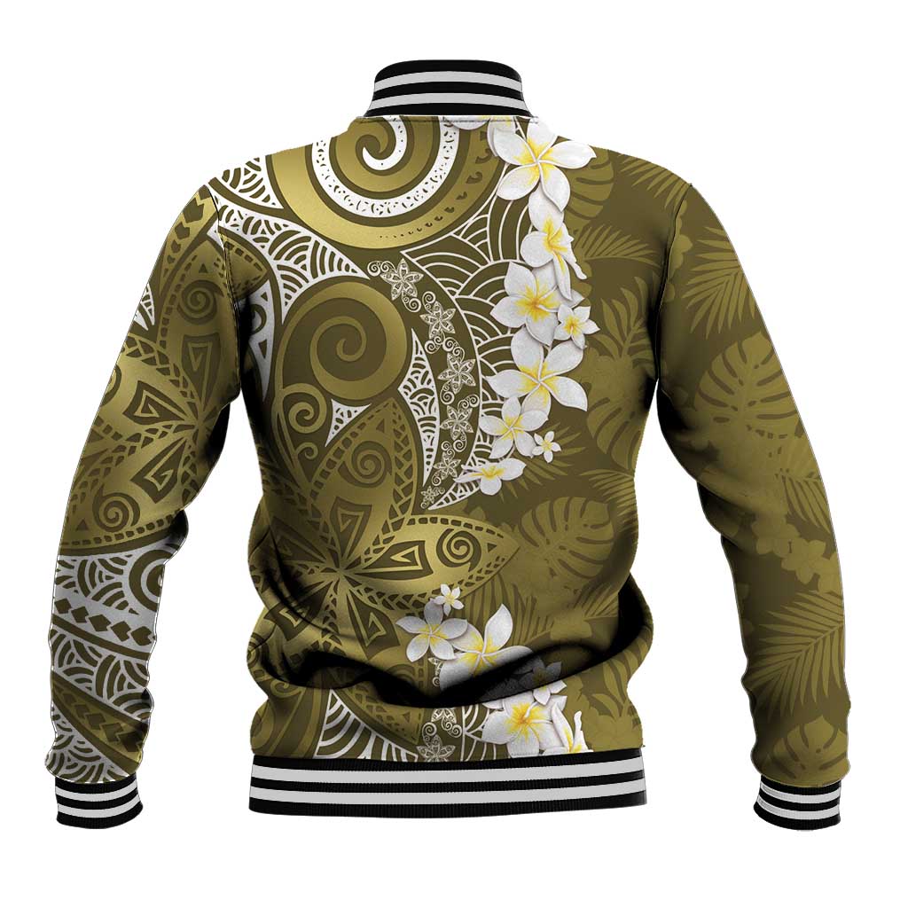 Gold Polynesian Tribal Frangipani Tropical Vibe Baseball Jacket LT14 - Polynesian Pride