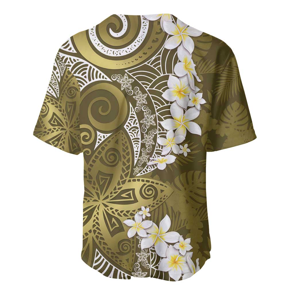 Gold Polynesian Tribal Frangipani Tropical Vibe Baseball Jersey