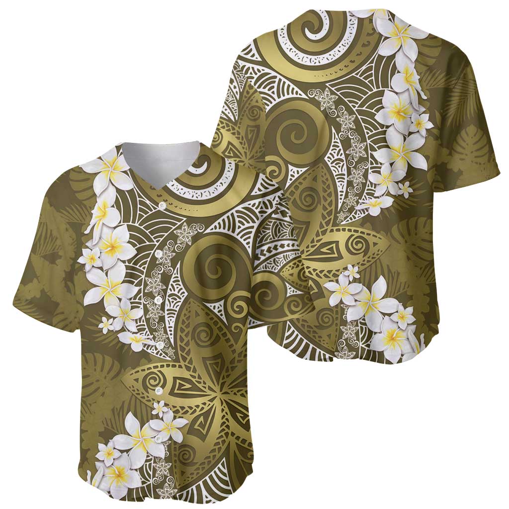 Gold Polynesian Tribal Frangipani Tropical Vibe Baseball Jersey