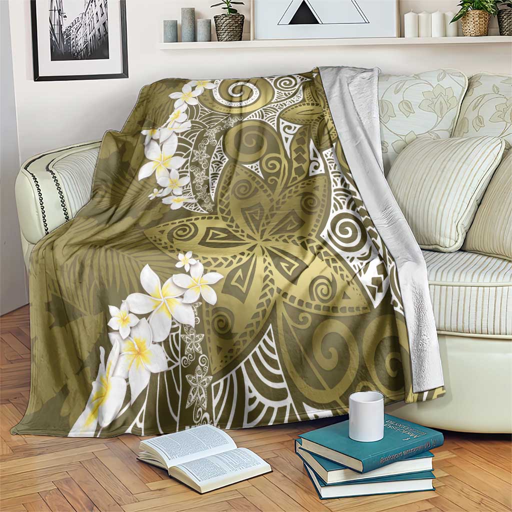Gold Polynesian Tribal Frangipani Tropical Vibe Blanket LT14 Gold - Polynesian Pride