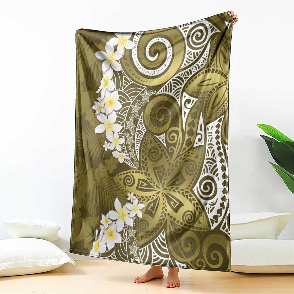Gold Polynesian Tribal Frangipani Tropical Vibe Blanket LT14 - Polynesian Pride