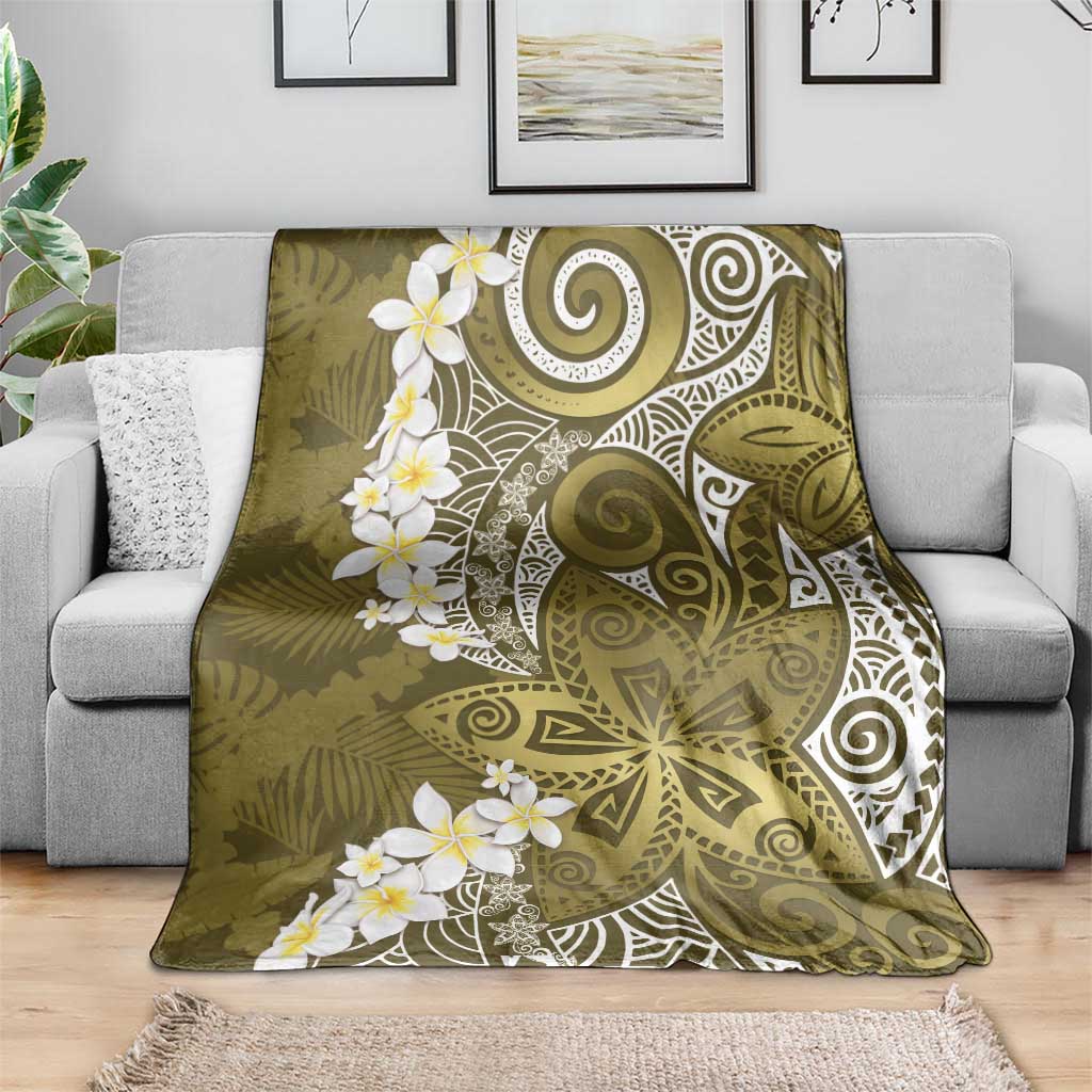 Gold Polynesian Tribal Frangipani Tropical Vibe Blanket LT14 - Polynesian Pride