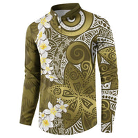Gold Polynesian Tribal Frangipani Tropical Vibe Button Sweatshirt LT14 - Polynesian Pride