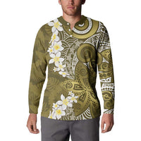 Gold Polynesian Tribal Frangipani Tropical Vibe Button Sweatshirt LT14 - Polynesian Pride