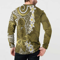 Gold Polynesian Tribal Frangipani Tropical Vibe Button Sweatshirt LT14 - Polynesian Pride