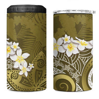 Gold Polynesian Tribal Frangipani Tropical Vibe 4 in 1 Can Cooler Tumbler LT14 One Size: 16 oz Gold - Polynesian Pride
