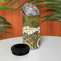 Gold Polynesian Tribal Frangipani Tropical Vibe 4 in 1 Can Cooler Tumbler LT14 - Polynesian Pride