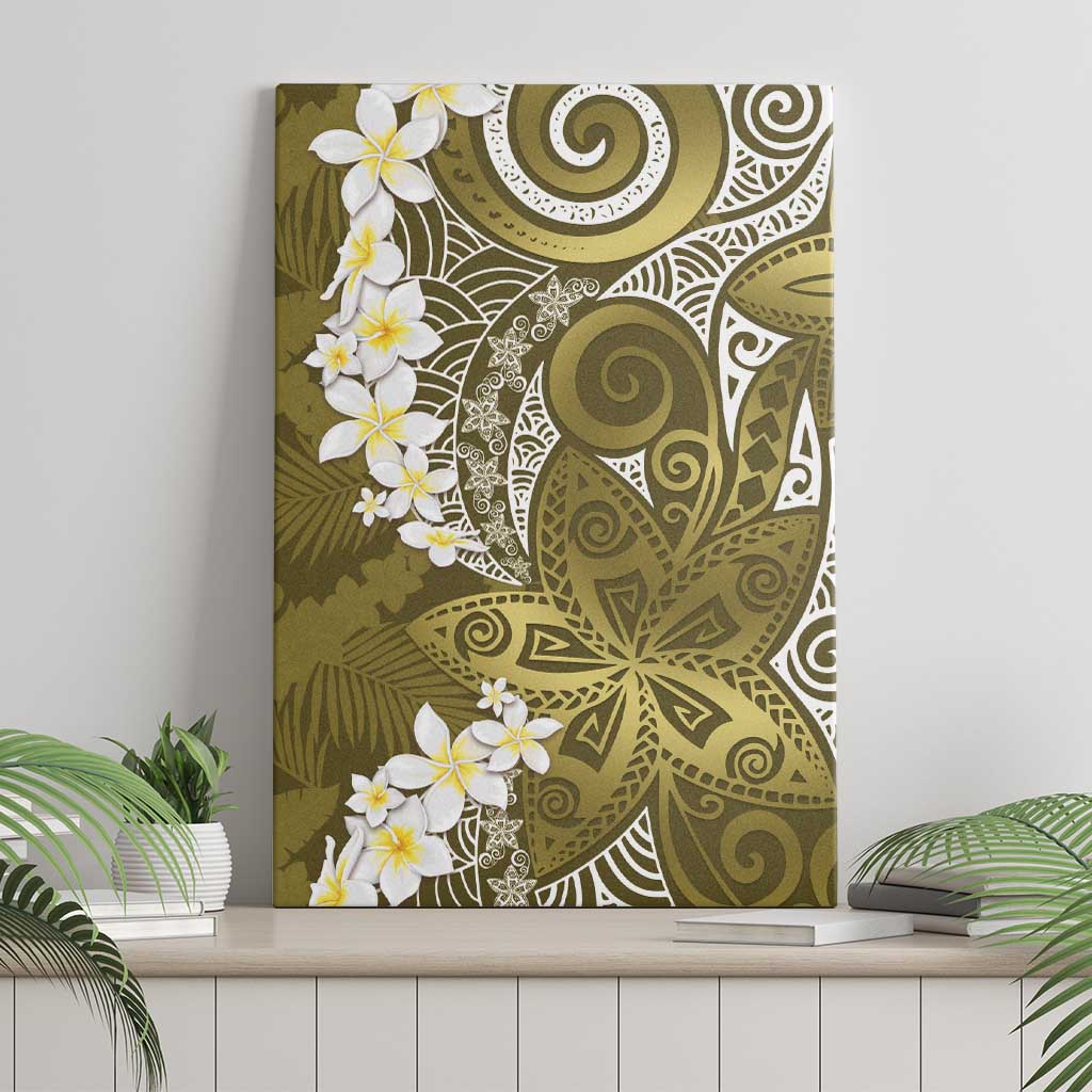 Gold Polynesian Tribal Frangipani Tropical Vibe Canvas Wall Art LT14 - Polynesian Pride