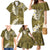 Gold Polynesian Tribal Frangipani Tropical Vibe Family Matching Mermaid Dress and Hawaiian Shirt