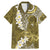 Gold Polynesian Tribal Frangipani Tropical Vibe Family Matching Mermaid Dress and Hawaiian Shirt