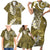 Gold Polynesian Tribal Frangipani Tropical Vibe Family Matching Short Sleeve Bodycon Dress and Hawaiian Shirt