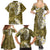 Gold Polynesian Tribal Frangipani Tropical Vibe Family Matching Summer Maxi Dress and Hawaiian Shirt