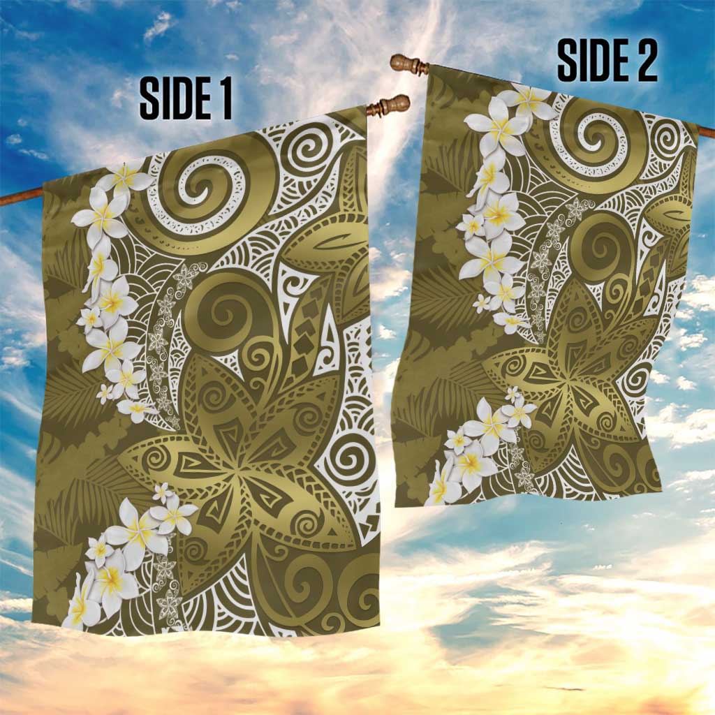Gold Polynesian Tribal Frangipani Tropical Vibe Garden Flag LT14 - Polynesian Pride