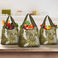Gold Polynesian Tribal Frangipani Tropical Vibe Grocery Bag LT14 3-pack One Size Gold - Polynesian Pride