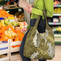 Gold Polynesian Tribal Frangipani Tropical Vibe Grocery Bag LT14 - Polynesian Pride