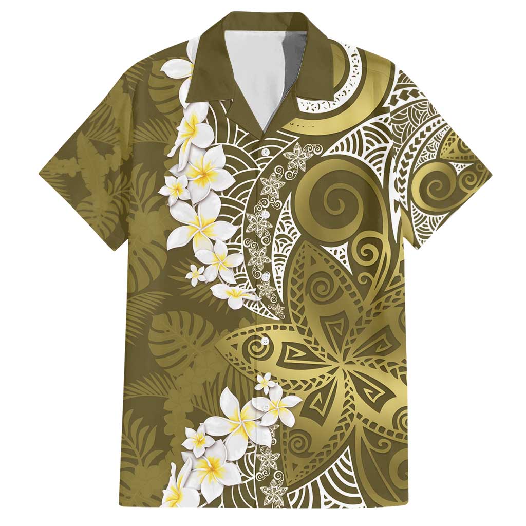 Gold Polynesian Tribal Frangipani Tropical Vibe Hawaiian Shirt LT14 Gold - Polynesian Pride