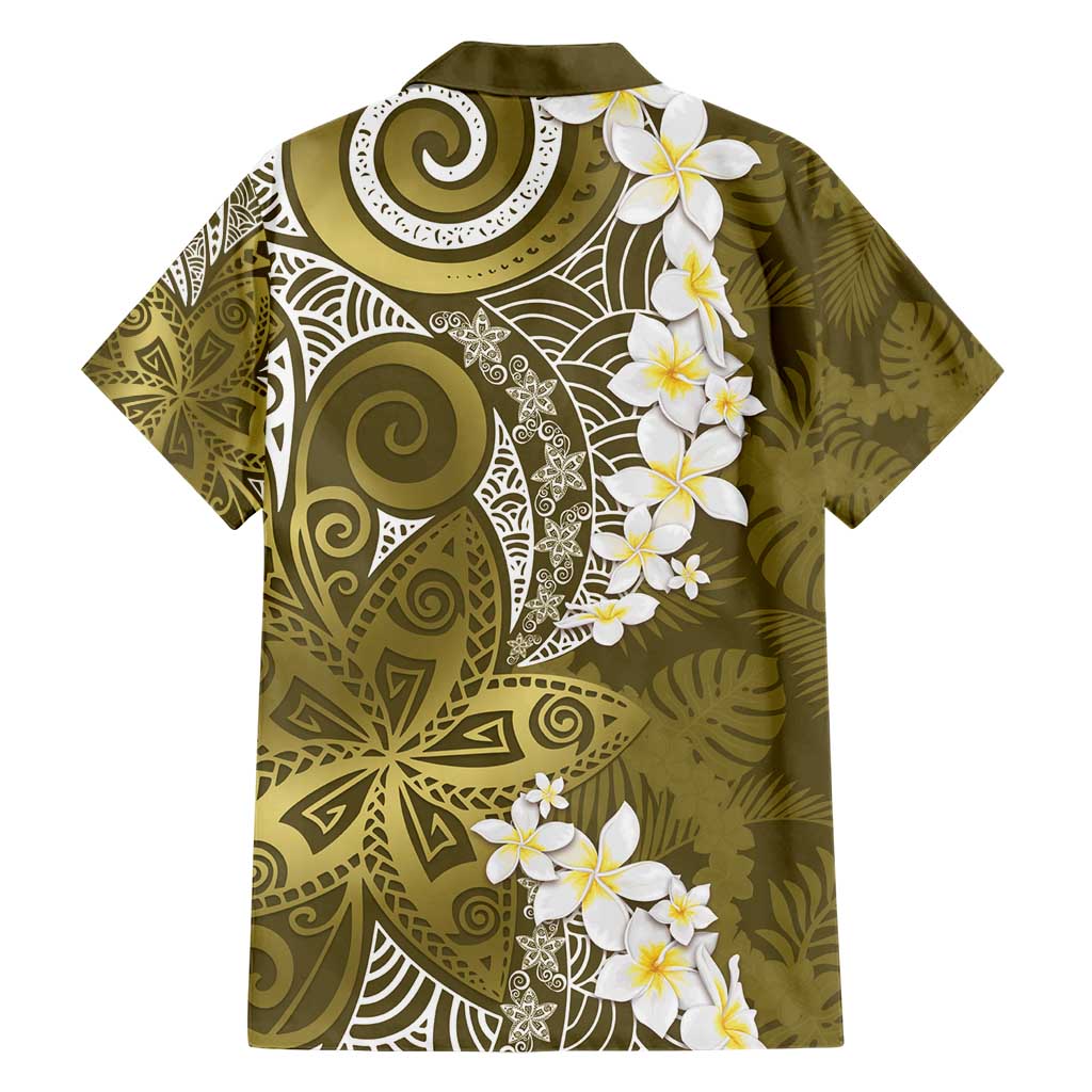 Gold Polynesian Tribal Frangipani Tropical Vibe Hawaiian Shirt LT14 - Polynesian Pride