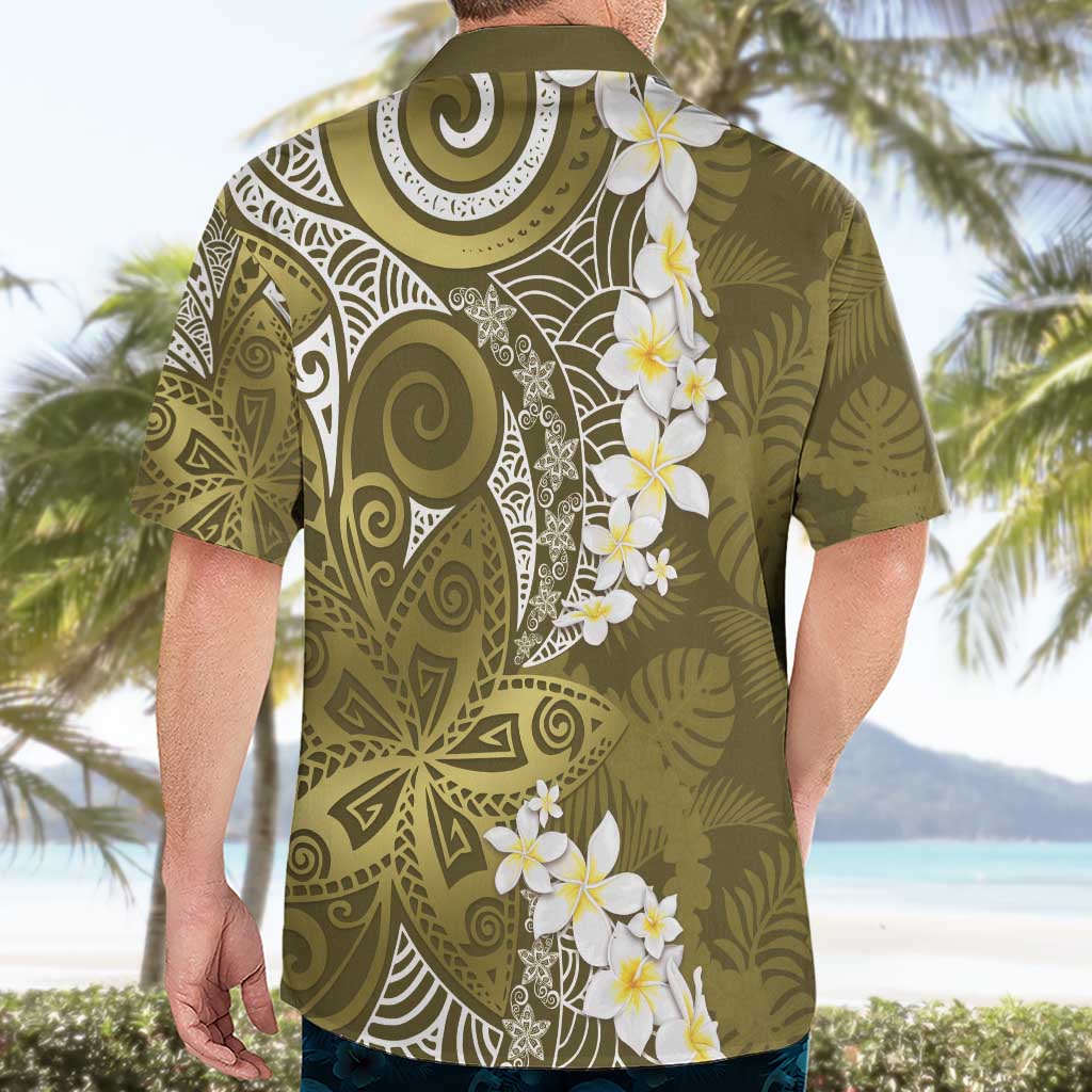 Gold Polynesian Tribal Frangipani Tropical Vibe Hawaiian Shirt LT14 - Polynesian Pride