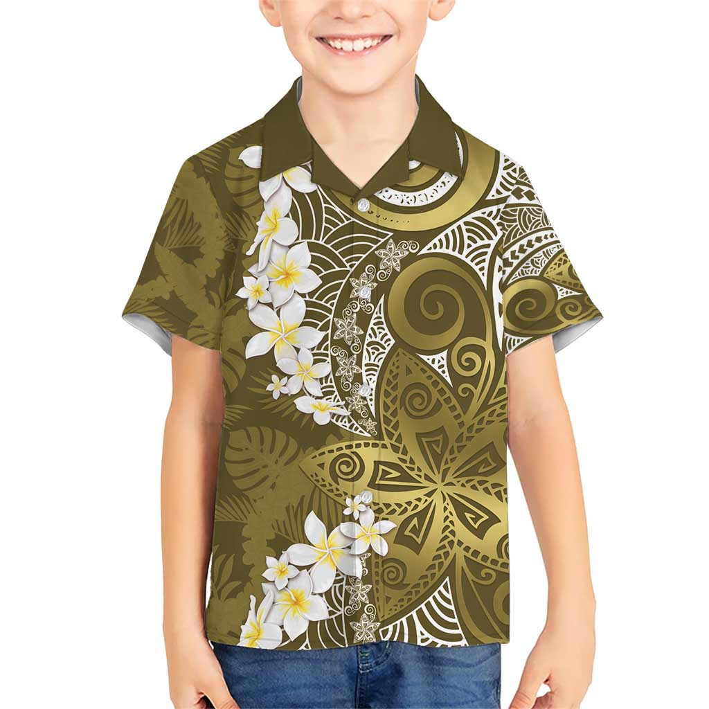 Gold Polynesian Tribal Frangipani Tropical Vibe Hawaiian Shirt LT14 - Polynesian Pride