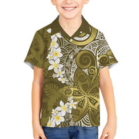 Gold Polynesian Tribal Frangipani Tropical Vibe Hawaiian Shirt LT14 - Polynesian Pride