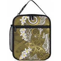 Gold Polynesian Tribal Frangipani Tropical Vibe Lunch Bag LT14 10.2 × 8.3 × 4.3 inch Gold - Polynesian Pride