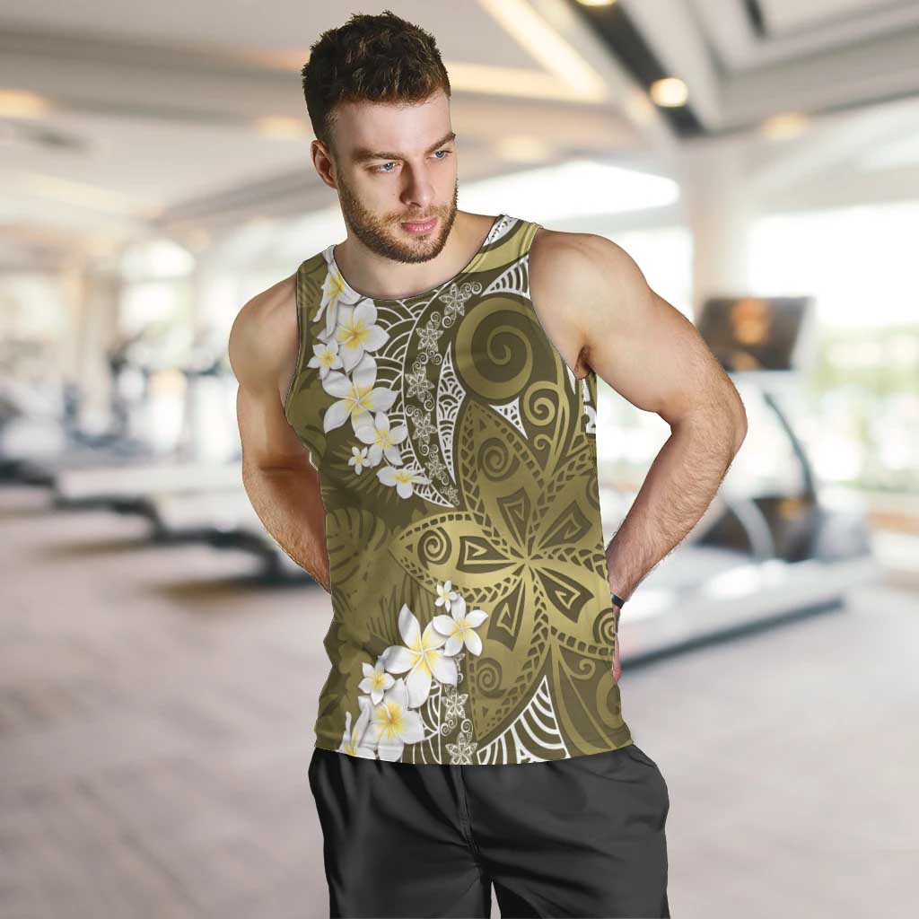 Gold Polynesian Tribal Frangipani Tropical Vibe Men Tank Top LT14 Gold - Polynesian Pride