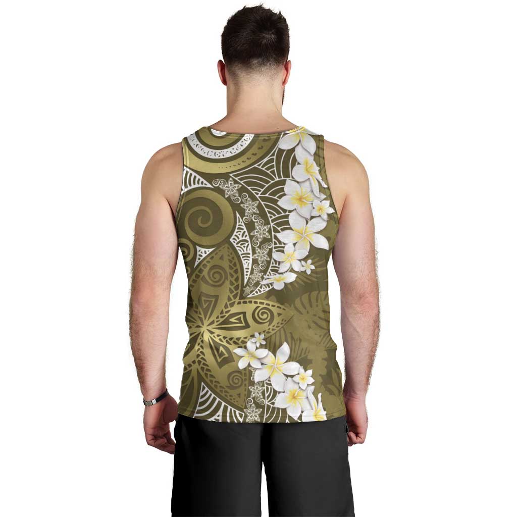 Gold Polynesian Tribal Frangipani Tropical Vibe Men Tank Top LT14 - Polynesian Pride