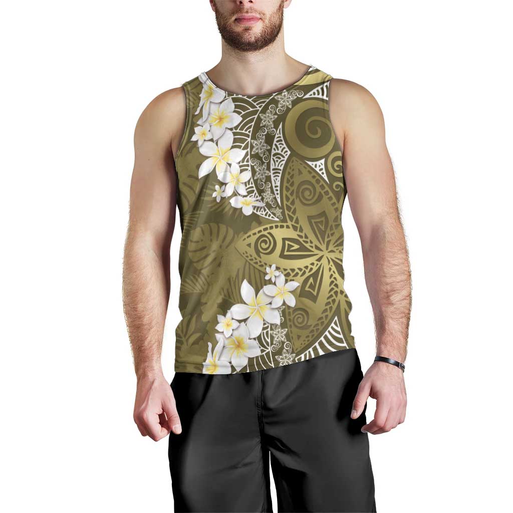 Gold Polynesian Tribal Frangipani Tropical Vibe Men Tank Top LT14 - Polynesian Pride