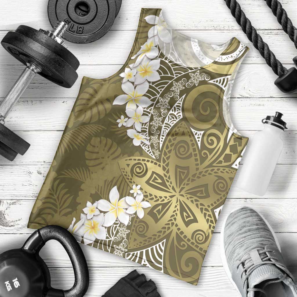 Gold Polynesian Tribal Frangipani Tropical Vibe Men Tank Top LT14 - Polynesian Pride