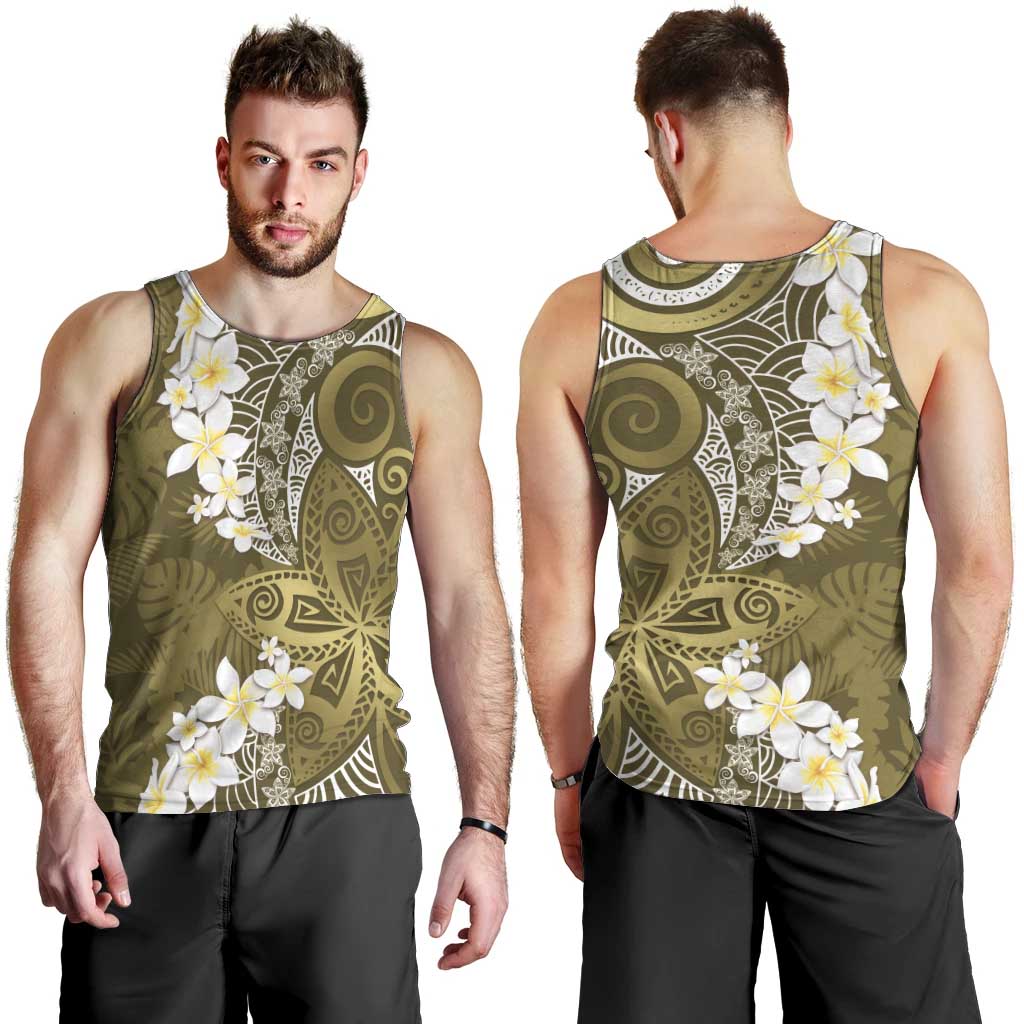 Gold Polynesian Tribal Frangipani Tropical Vibe Men Tank Top LT14 - Polynesian Pride