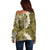 Gold Polynesian Tribal Frangipani Tropical Vibe Off Shoulder Sweater