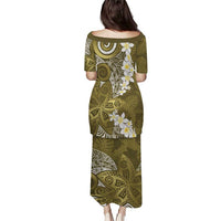 Gold Polynesian Tribal Frangipani Tropical Vibe Puletasi LT14 - Polynesian Pride