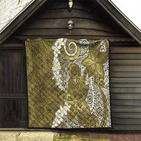 Gold Polynesian Tribal Frangipani Tropical Vibe Quilt